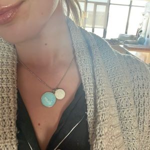 Beautiful Erica Wilson turquoise Nantucket pendant & white St. Christopher charm